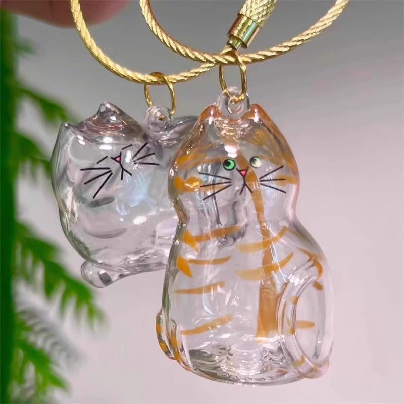 Transparent Cat Hair Storage Box Pendant Keychain