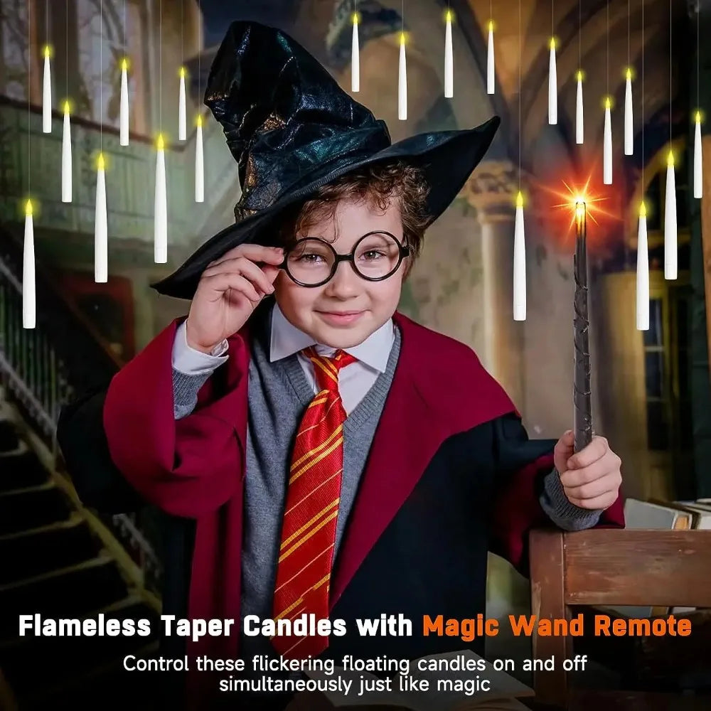 Halloween Floating LED Candles with Magic Wand – Flameless Decor