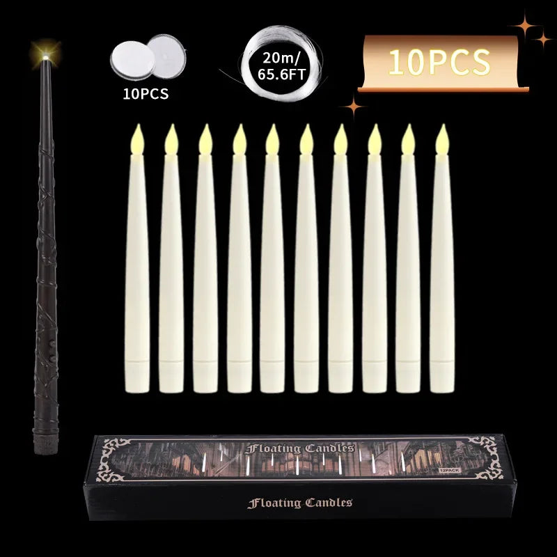 Halloween Floating LED Candles with Magic Wand – Flameless Decor