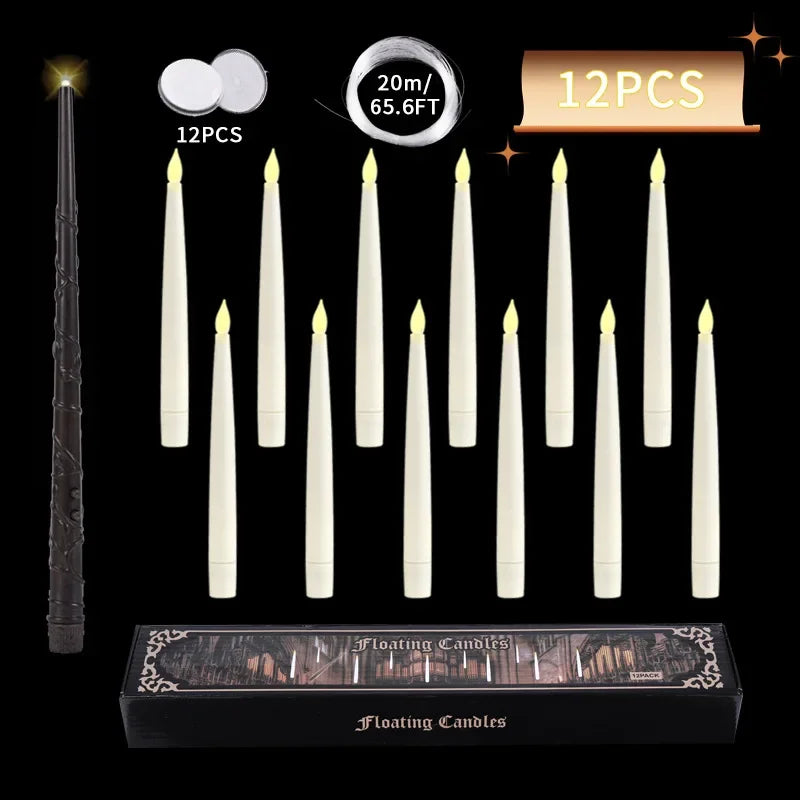 Halloween Floating LED Candles with Magic Wand – Flameless Decor