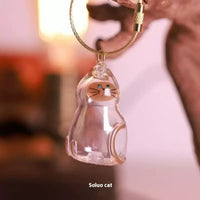 Transparent Cat Hair Storage Box Pendant Keychain