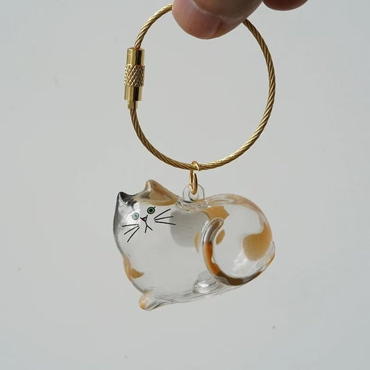 Transparent Cat Hair Storage Box Pendant Keychain